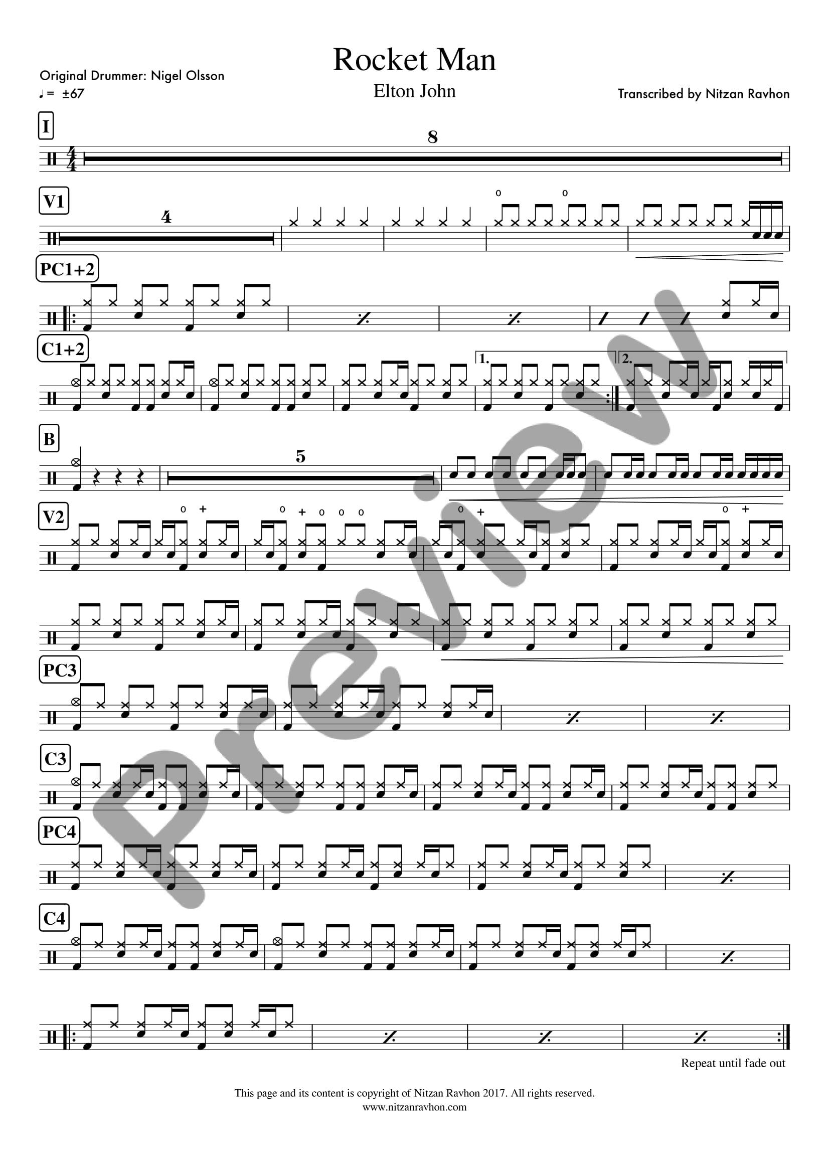 Drum Sheet Music Elton John Rocket Man Drum sheet music elton john rocket man