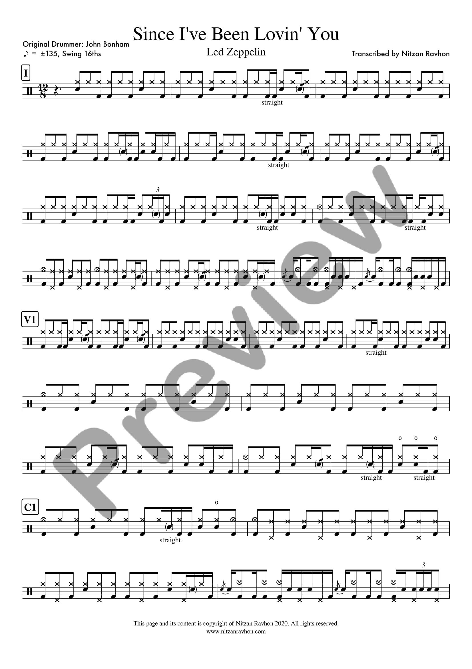 Drum Sheet Music Led Zeppelin Since I ve Been Loving You Drum sheet music led zeppelin since i ve been loving you