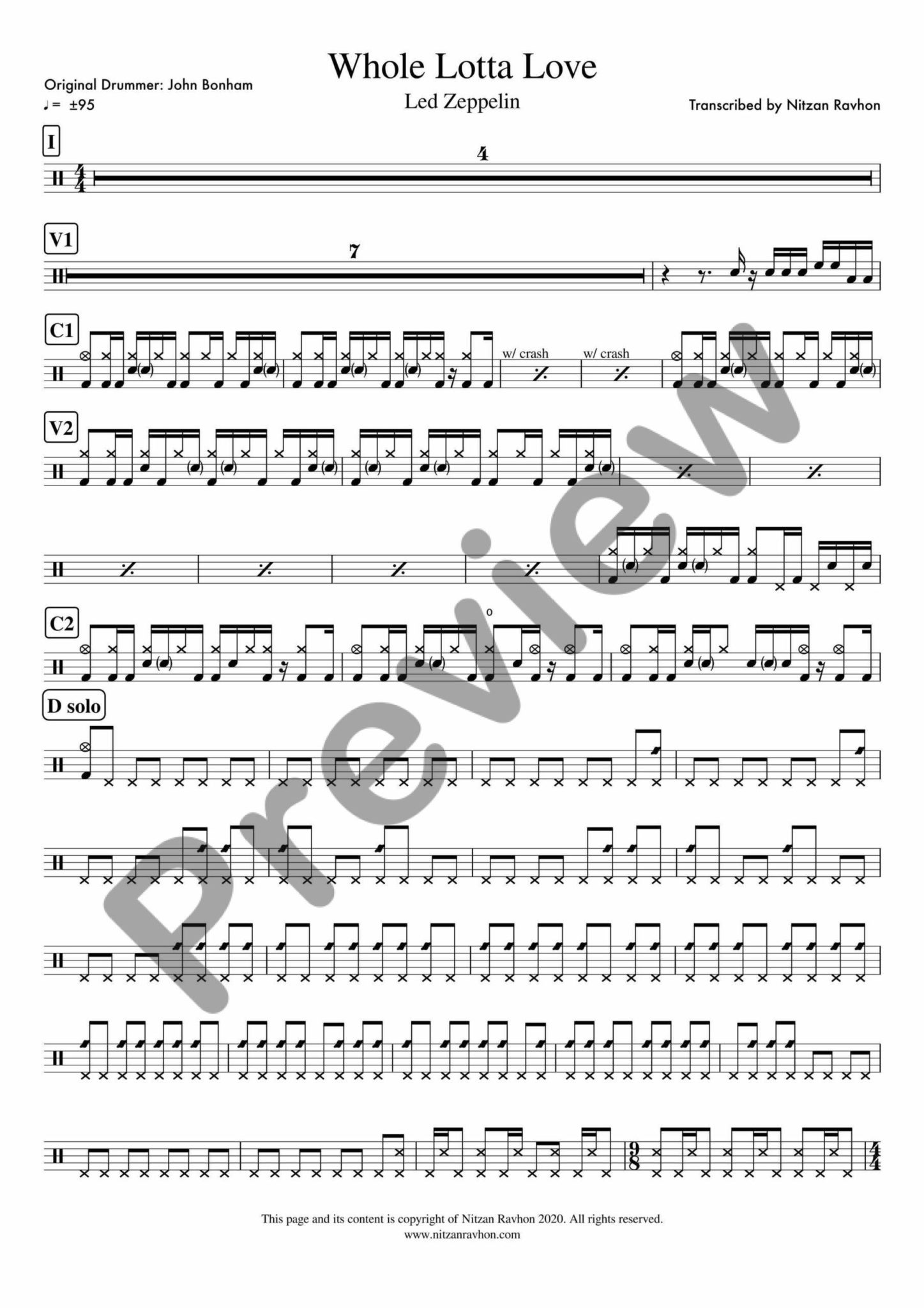 Drum Sheet Music Led Zeppelin Whole Lotta Love