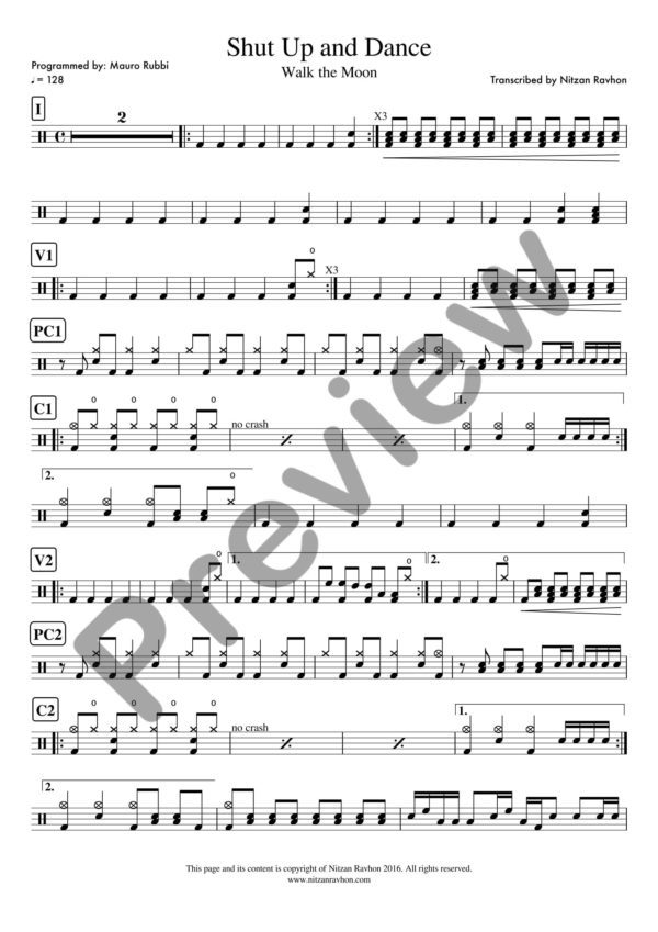 Drum Sheet Music Walk The Moon Shut Up And Dance Drum sheet music walk the moon shut up and dance