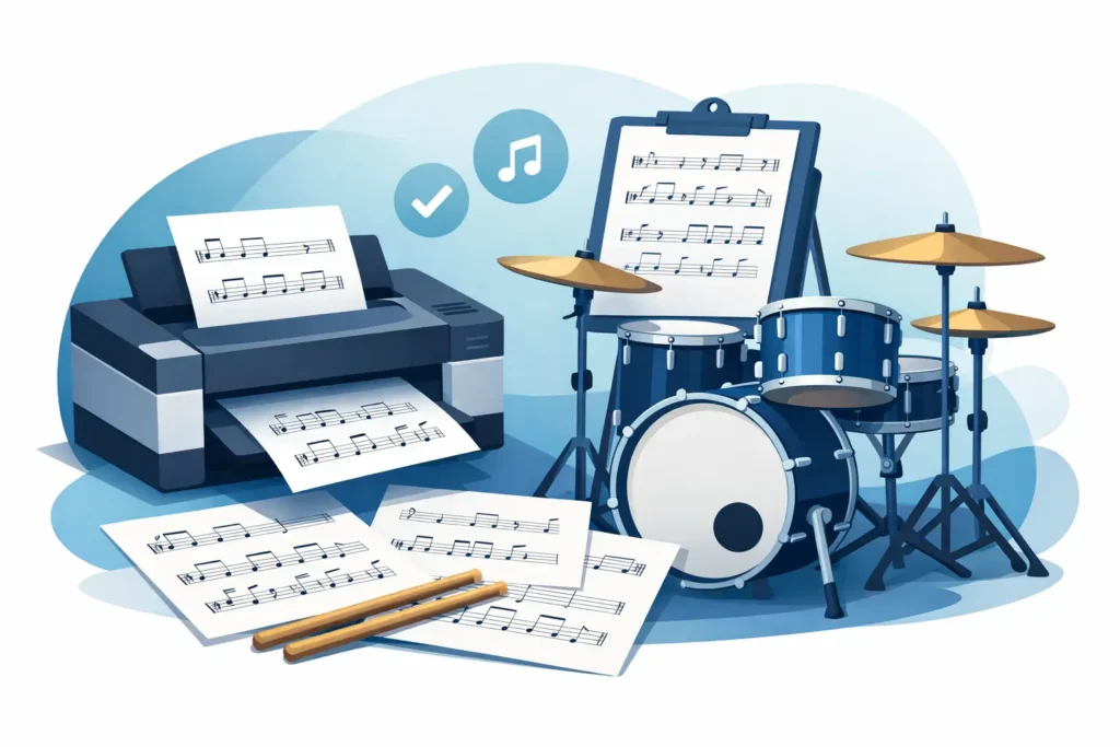 Drum PDF Printing for Clear, Gig-Ready Charts