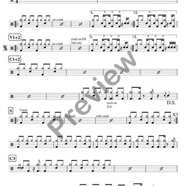Back in Black drum sheet music – AC/DC (preview)