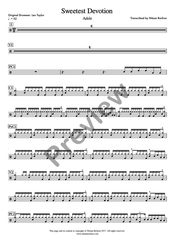 Sweetest Devotion drum sheet music – Adele (preview)