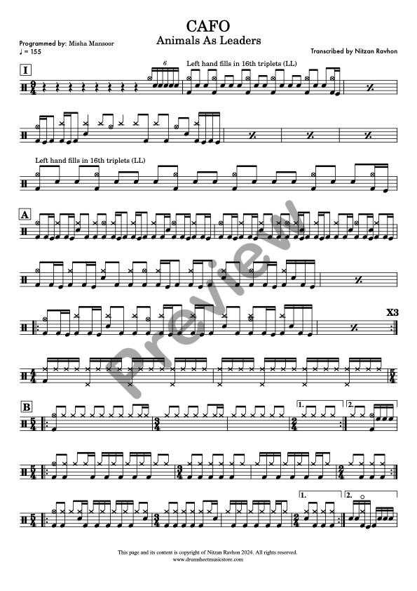 CAFO drum sheet music – Animals As Leaders (preview)