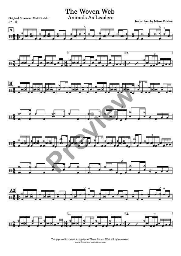 The Woven Web drum sheet music – Animals As Leaders (preview)