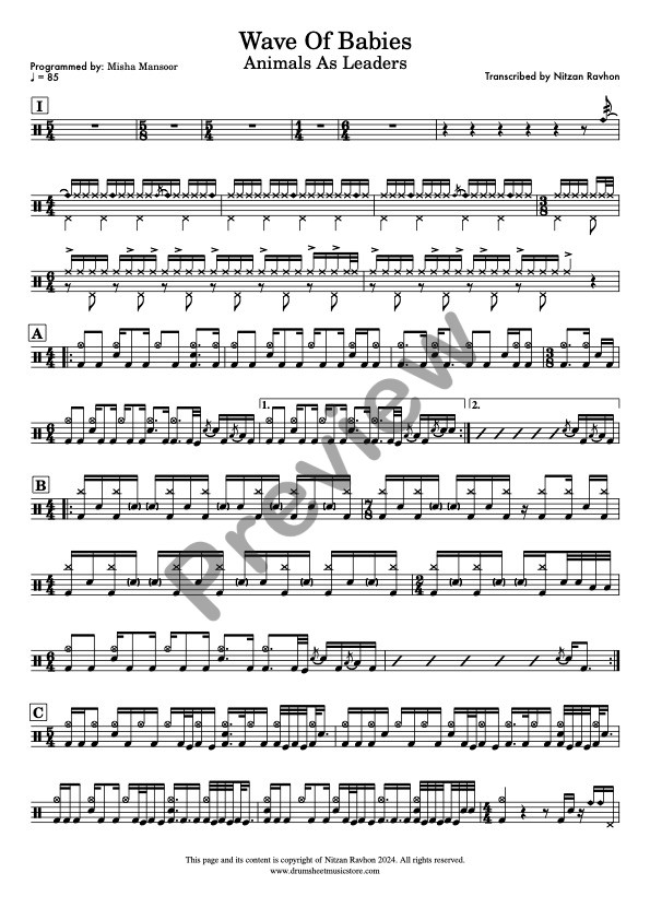 Wave Of Babies drum sheet music – Animals As Leaders (preview)