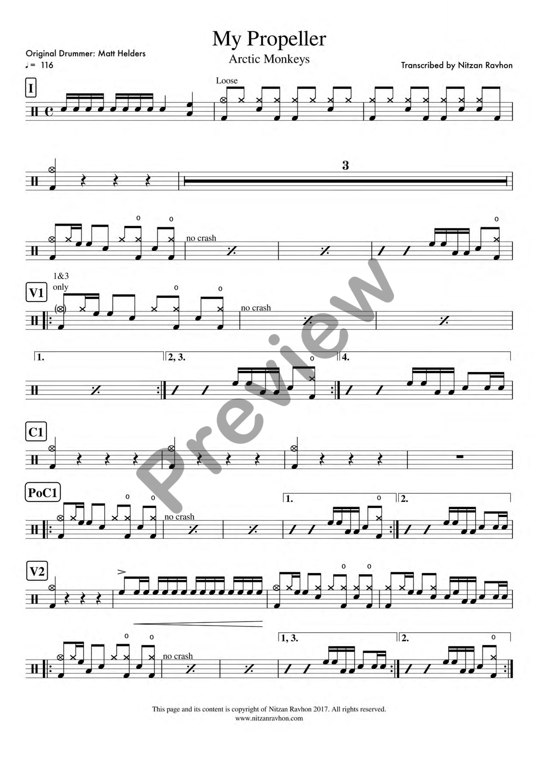 My Propeller drum sheet music – Arctic Monkeys (preview)
