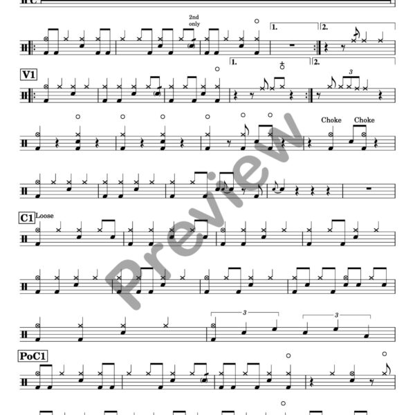 Her Lies drum sheet music – Asaf Avidan (preview)