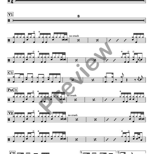 Shadow Of The Sun drum sheet music – Audioslave (preview)