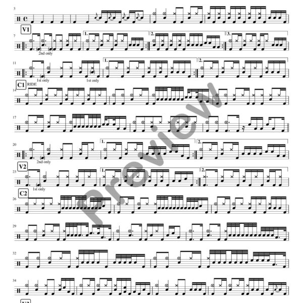 Iron Man drum sheet music – Black Sabbath (preview)
