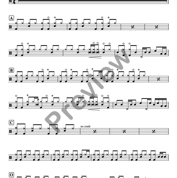 For the Damaged Coda drum sheet music – Blonde Redhead (preview)