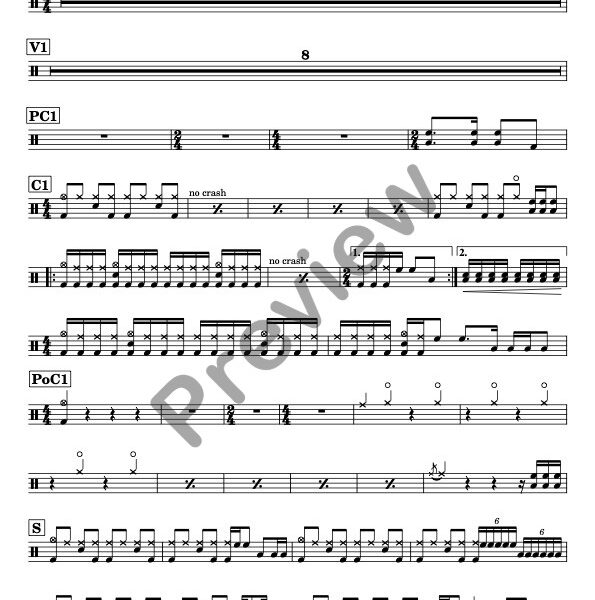 Total Eclipse of the Heart drum sheet music – Bonnie Tyler (preview)