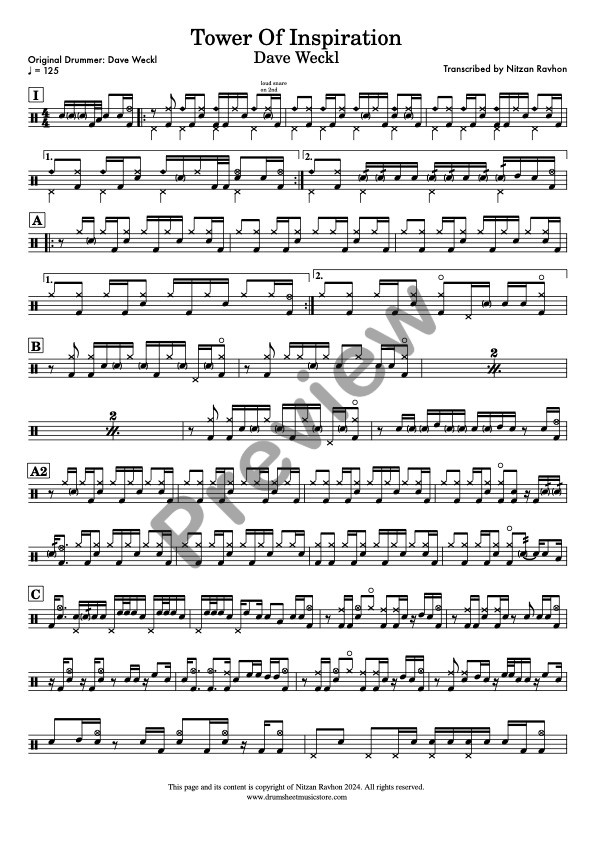 Tower Of Inspiration drum sheet music – Dave Weckl (preview)