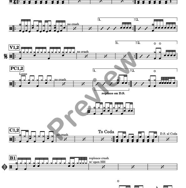 Down With The Sickness drum sheet music – Disturbed (preview)