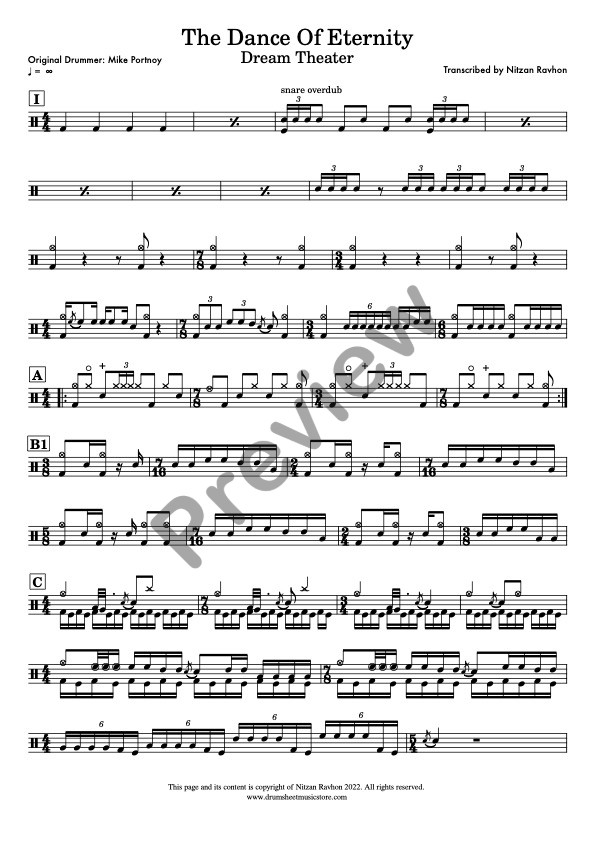 The Dance Of Eternity drum sheet music – Dream Theater (preview)