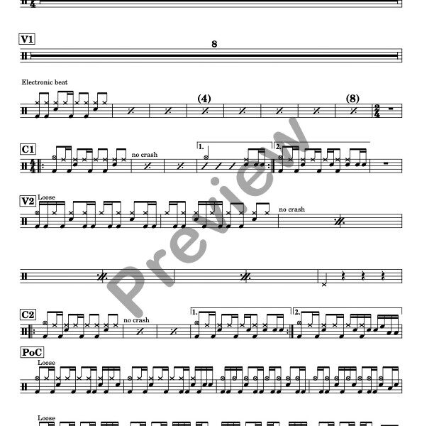 Bring Me To Life drum sheet music – Evanescence (preview)