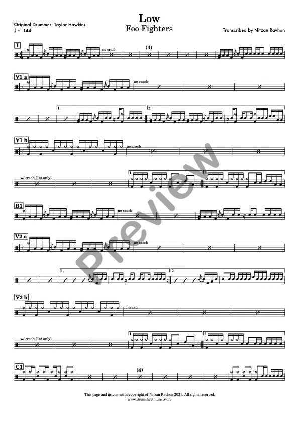 Low drum sheet music – Foo Fighters (preview)