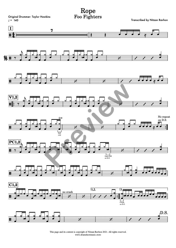 Rope drum sheet music – Foo Fighters (preview)