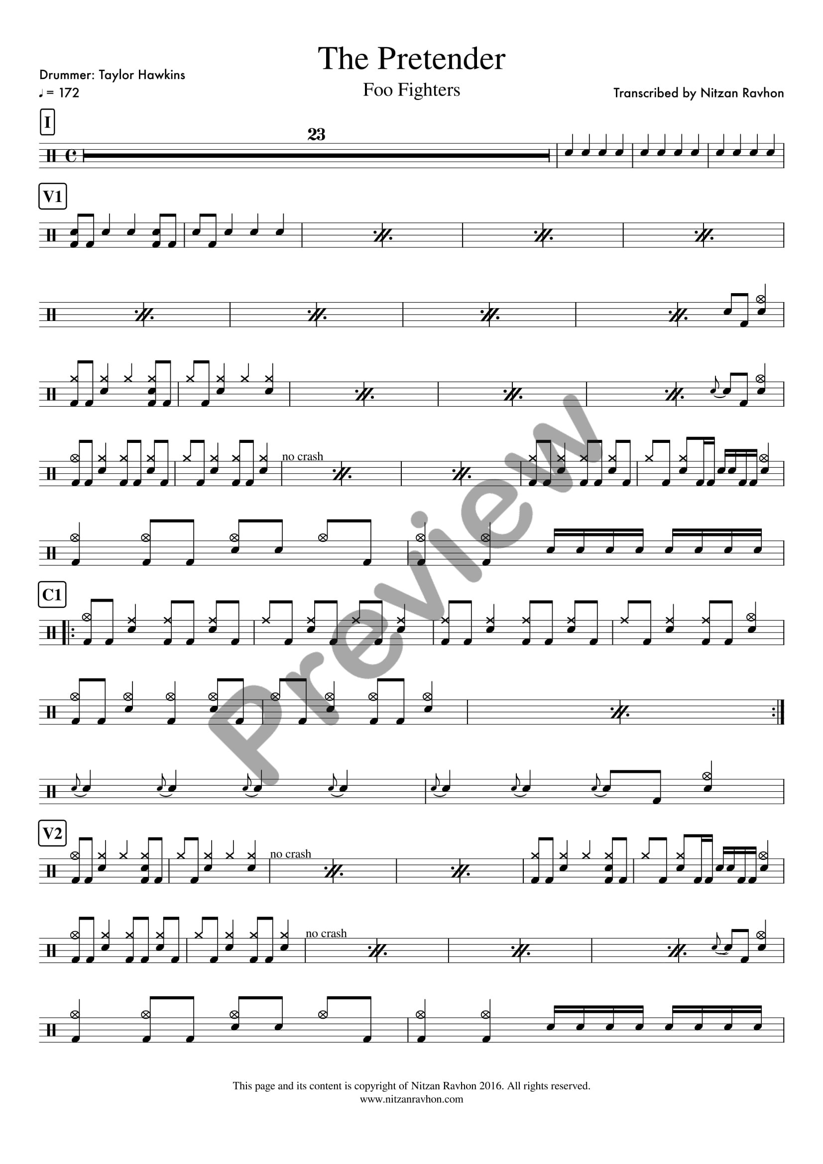 The Pretender drum sheet music – Foo Fighters (preview)