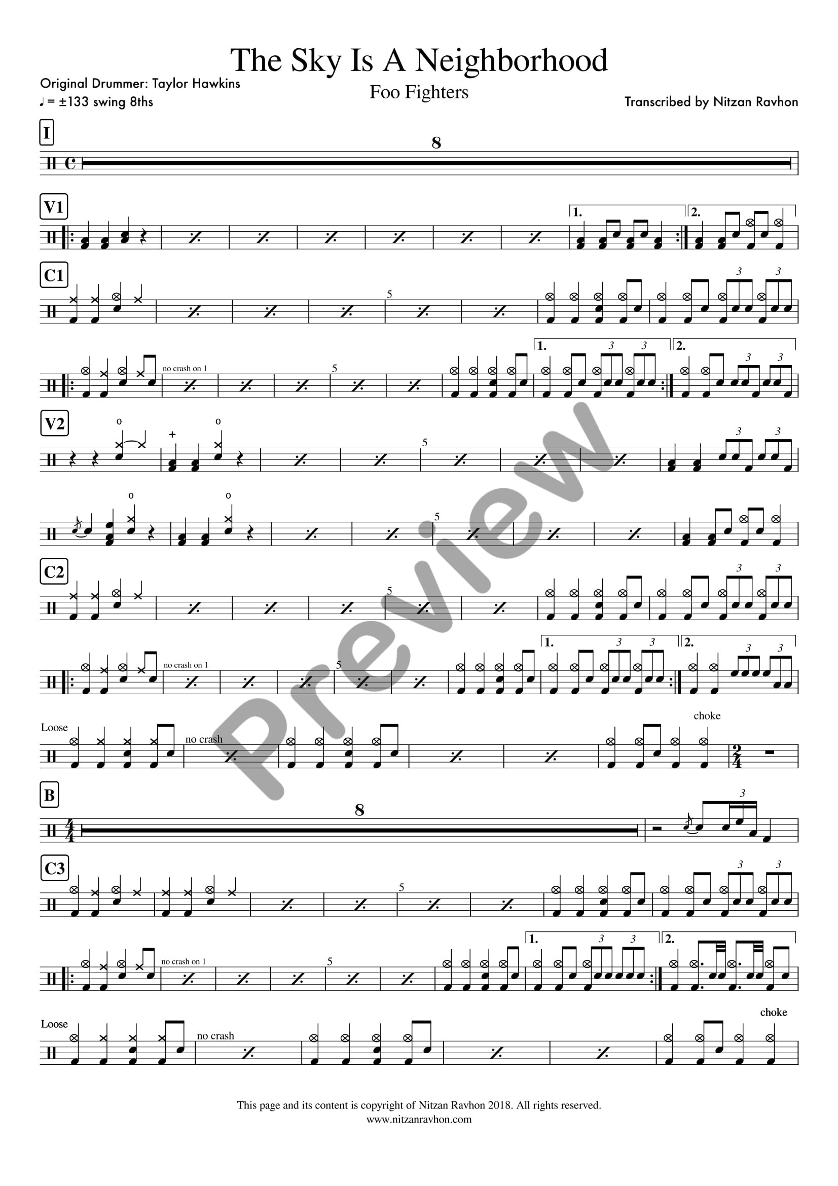 The Sky Is A Neighborhood drum sheet music – Foo Fighters (preview)
