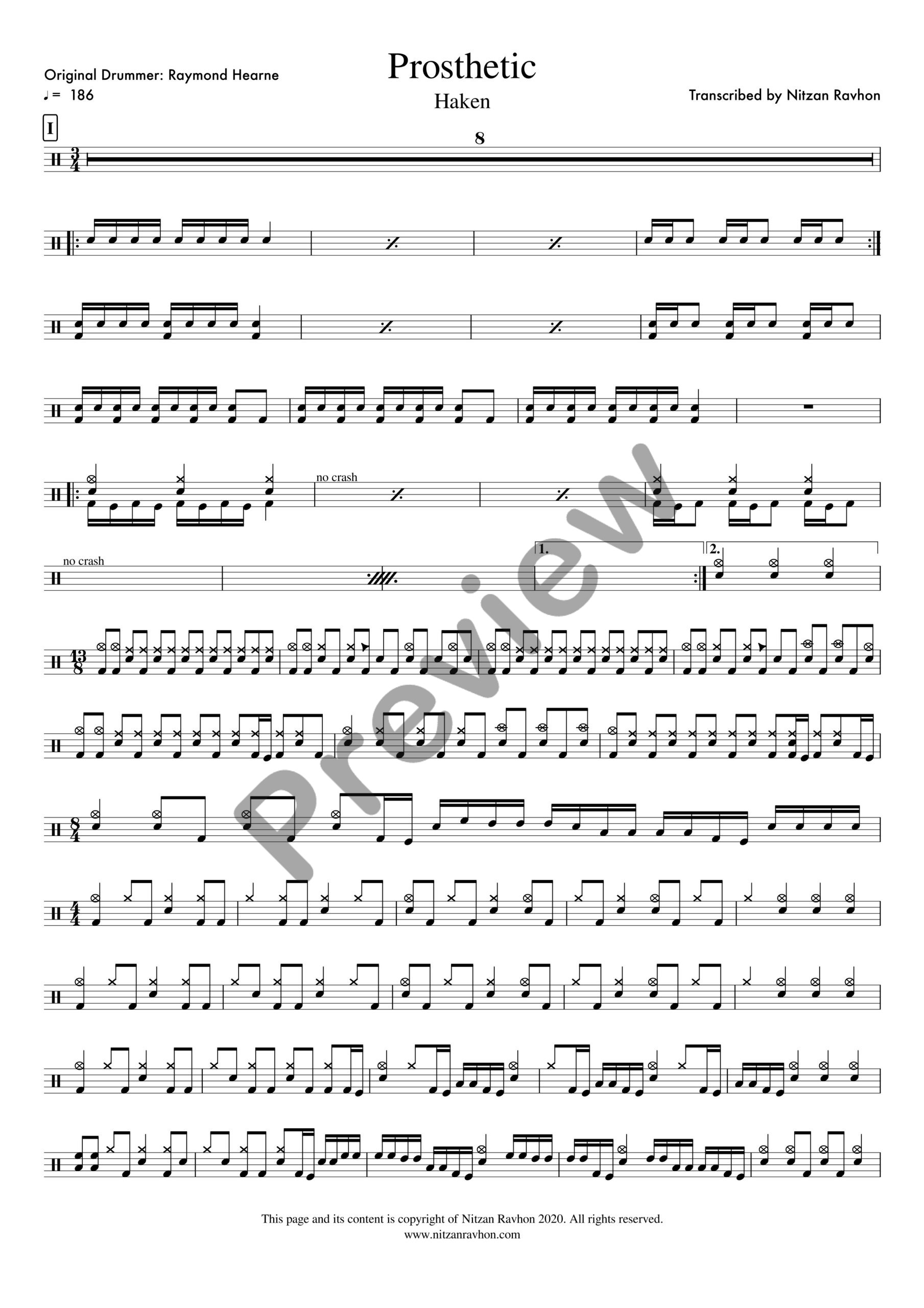 Prosthetic drum sheet music – Haken (preview)