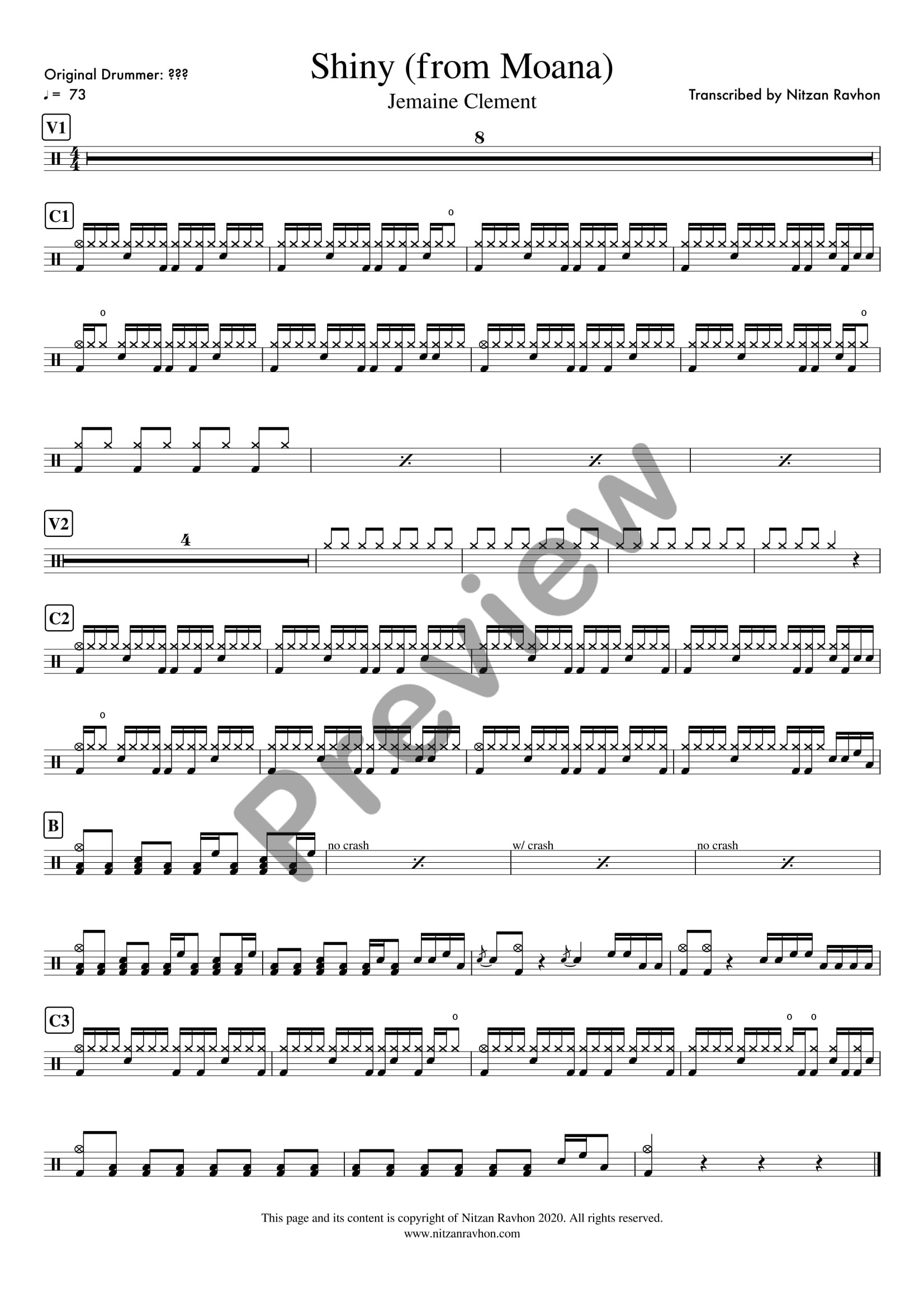 Shiny drum sheet music – Jemaine Clement (preview)