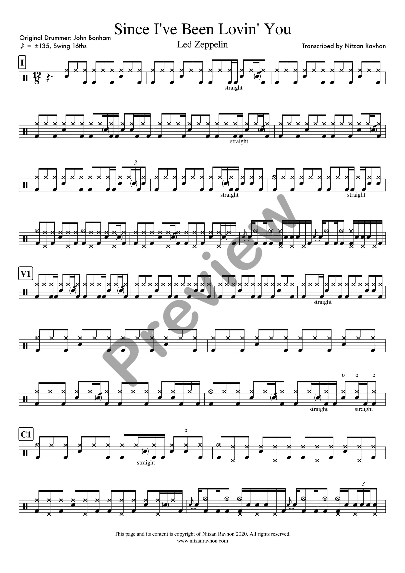 Since I've Been Loving You drum sheet music – Led Zeppelin (preview)