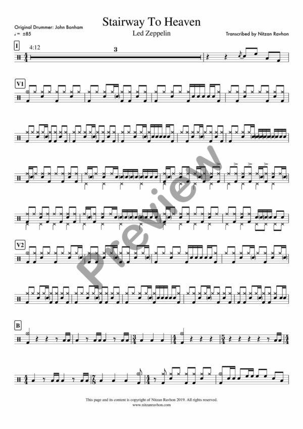 Stairway To Heaven Drum Sheet Music – Led Zeppelin | Accurate PDF