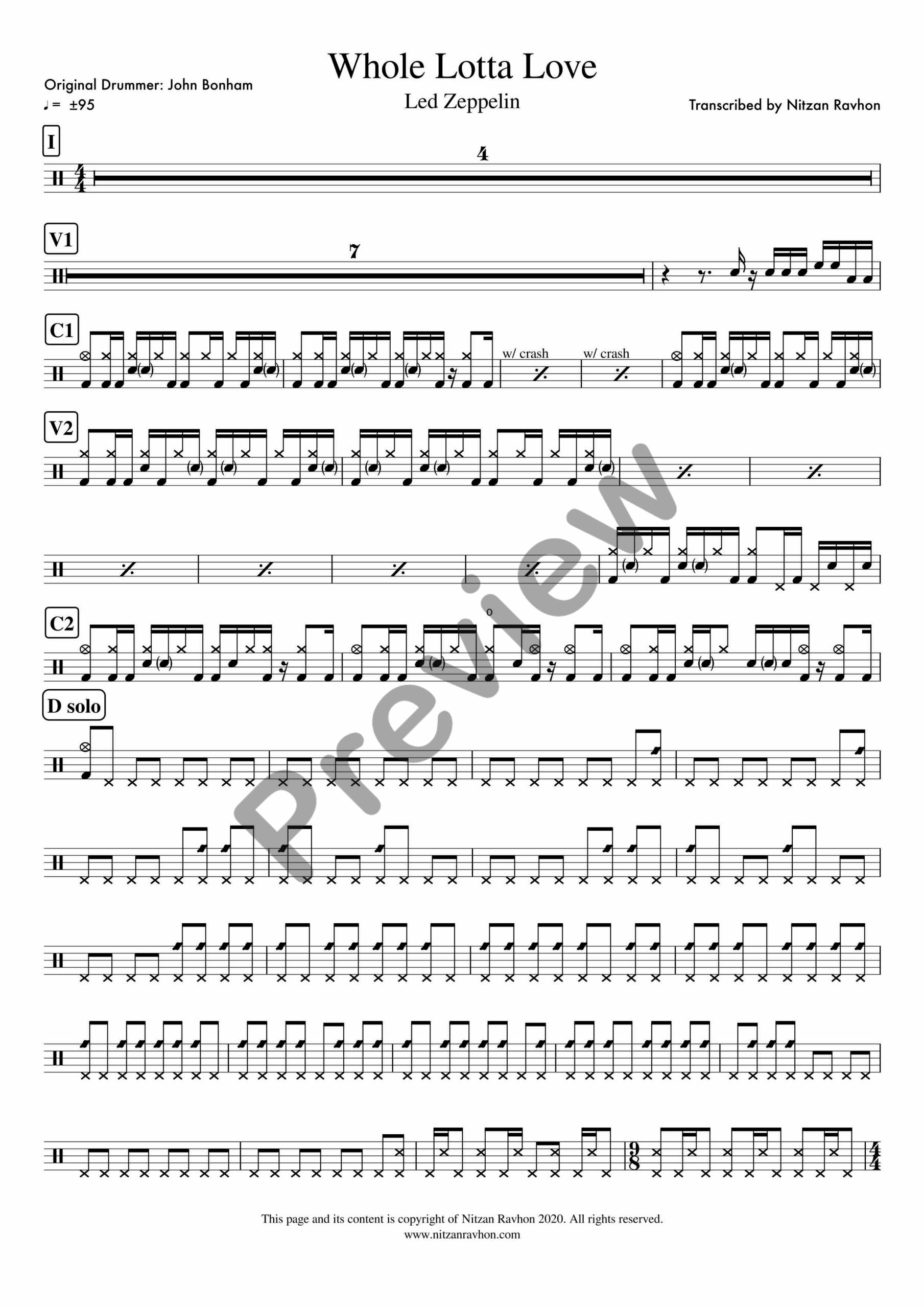Whole Lotta Love drum sheet music – Led Zeppelin (preview)