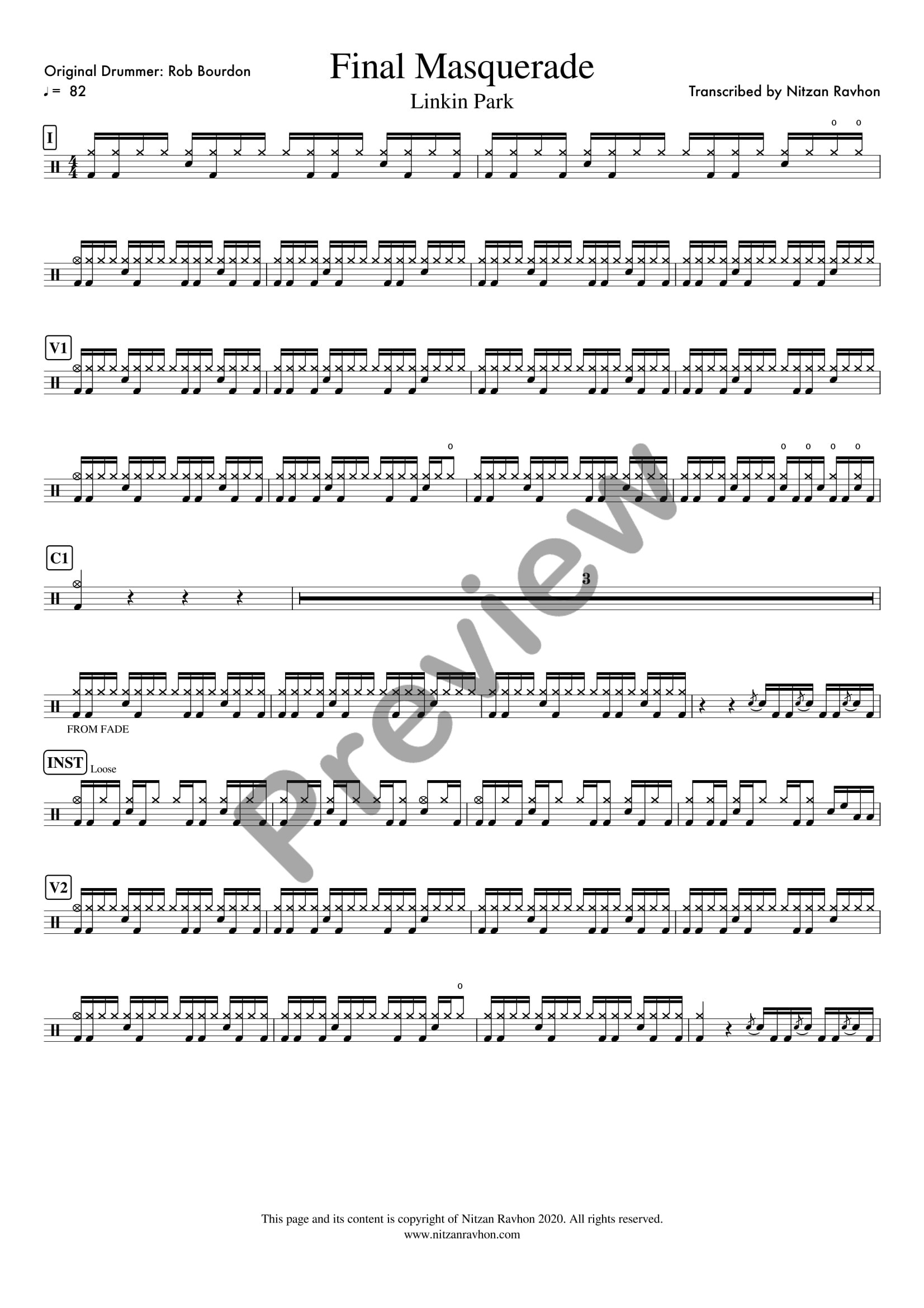 Final Masquerade drum sheet music – Linkin Park (preview)