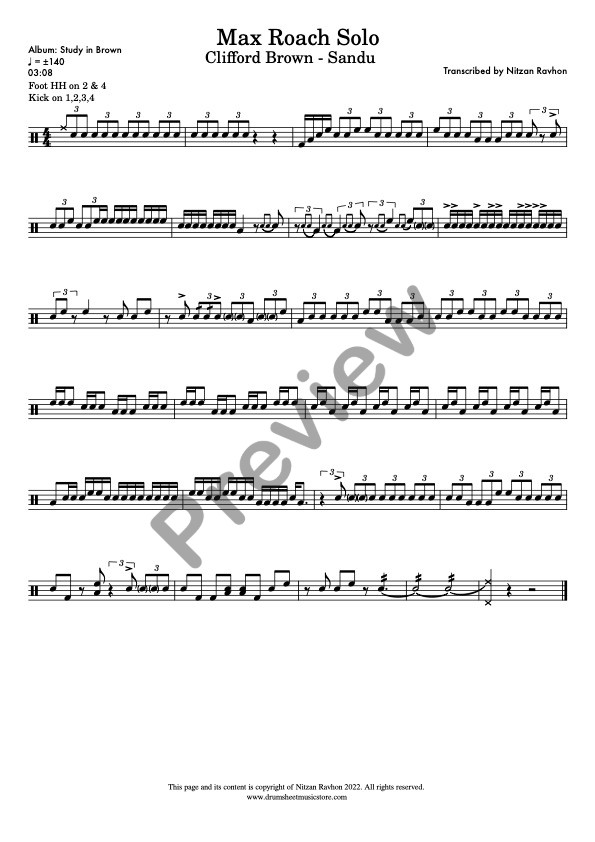 Sandu drum solo transcription – Max Roach (preview)