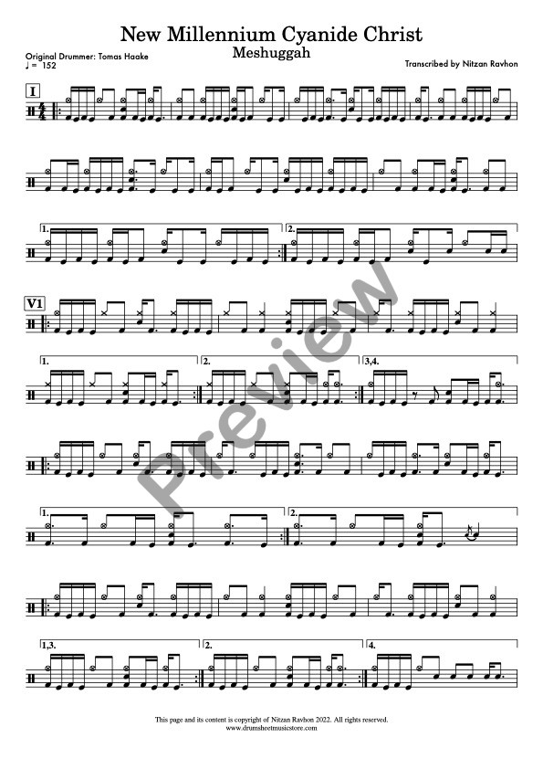 New Millennium Cyanide Christ drum sheet music – Meshuggah (preview)