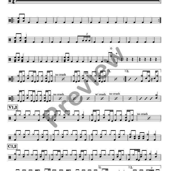 Bless The Child drum sheet music – Nightwish (preview)