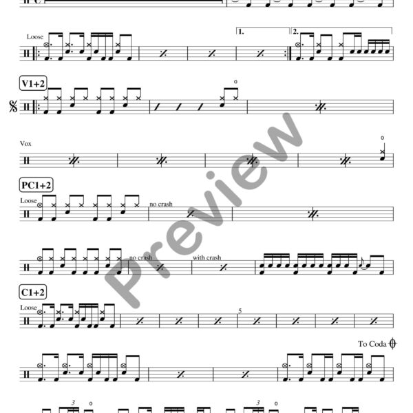 Smells Like Teen Spirit drum sheet music – Nirvana (preview)