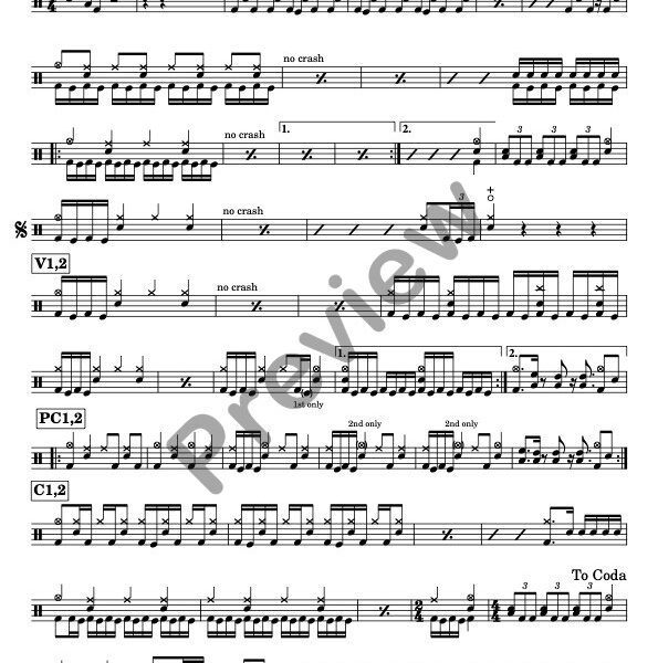 Domination drum sheet music – Pantera (preview)