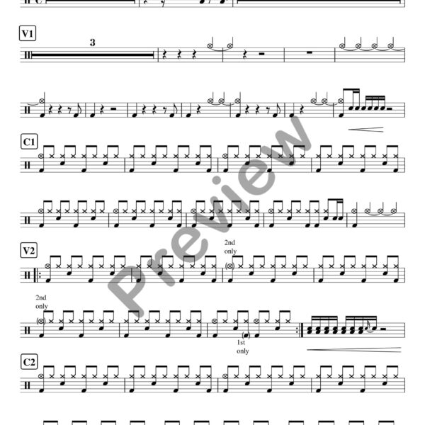 The Show Must Go On drum sheet music – Queen, first page preview