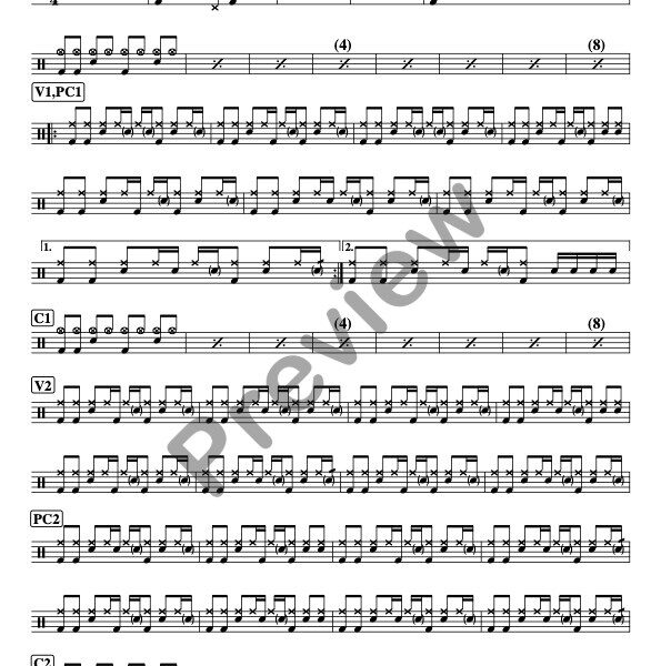 Sleep Now In The Fire drum sheet music – Rage Against The Machine (preview)