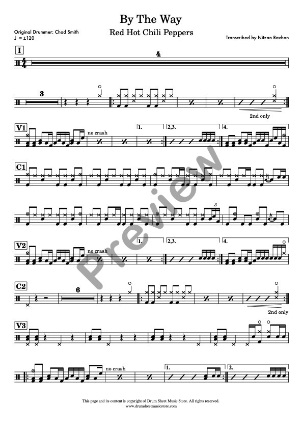 By The Way drum sheet music – Red Hot Chili Peppers (preview)