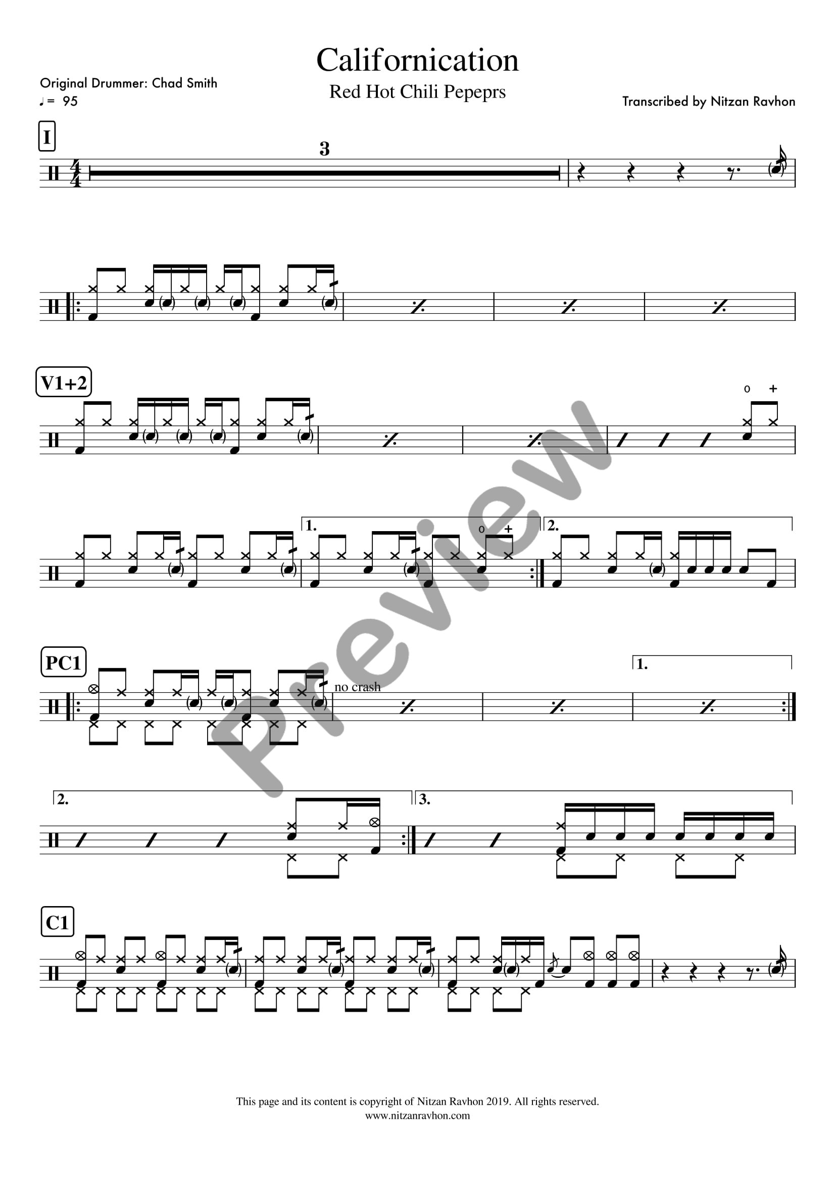 Californication drum sheet music – Red Hot Chili Peppers (preview)