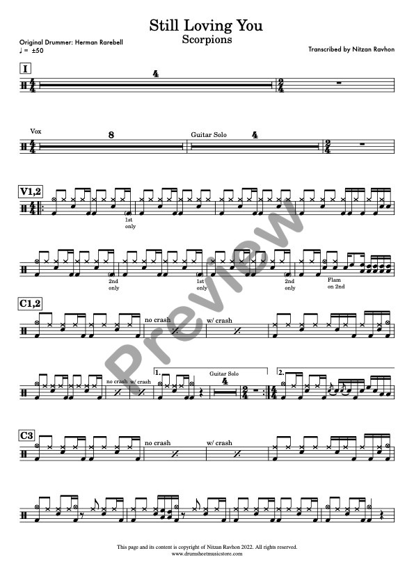 Still Loving You drum sheet music – Scorpions (preview)