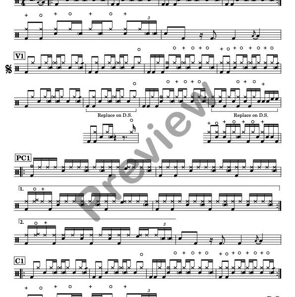 Fly As Me drum sheet music – Silk Sonic (preview)