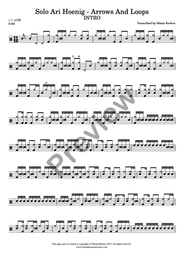 Arrows And Loops Intro drum solo transcription – Ari Hoenig (preview)