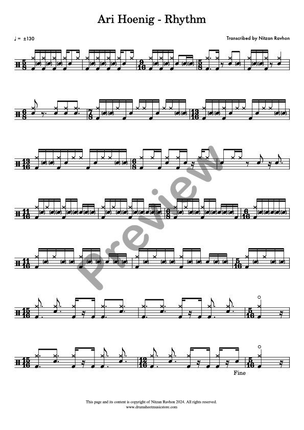 Rhythm drum solo transcription – Ari Hoenig (preview)