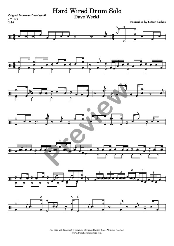 Hard Wired drum solo transcription – Dave Weckl (preview)