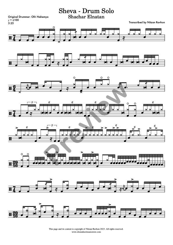 Sheva drum solo transcription – Ofri Nehemya (preview)