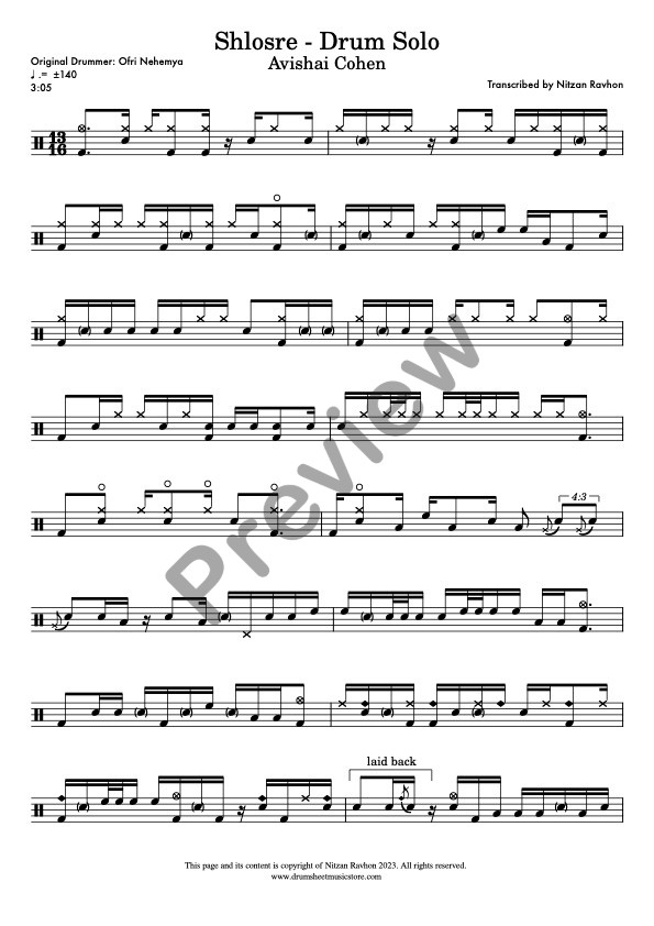 Avishai Cohen Shlosre drum solo transcription – Ofri Nehemya (preview)