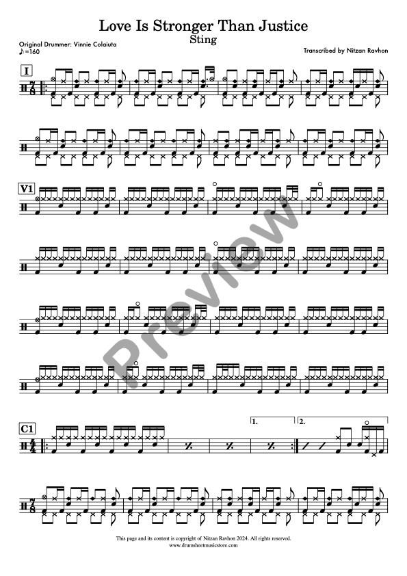 Love Is Stronger Than Justice drum sheet music – Sting (preview)
