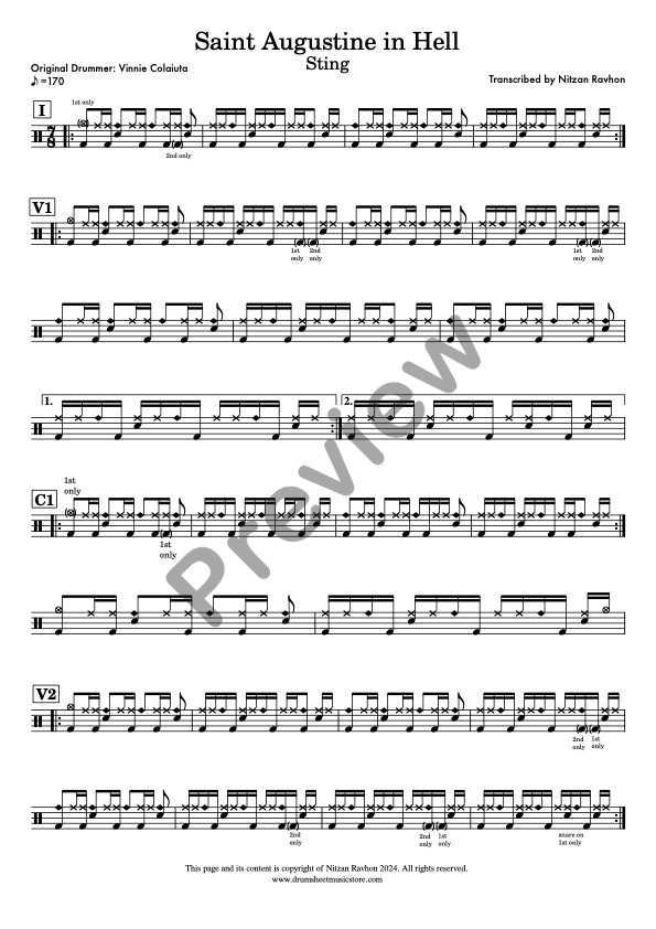 Saint Augustine In Hell drum sheet music – Sting (preview)