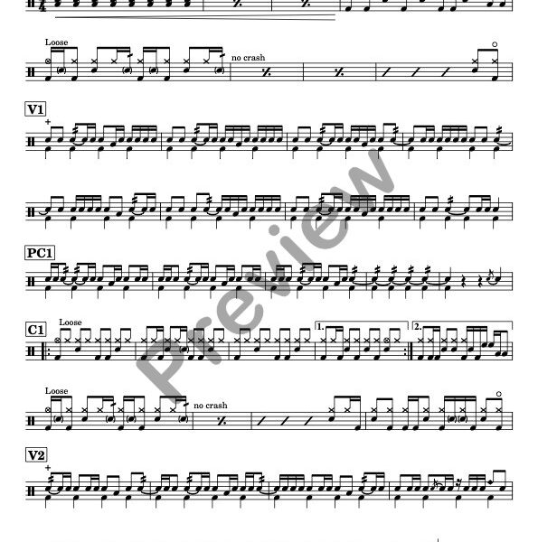 The Way I Loved You drum sheet music – Taylor Swift (preview)