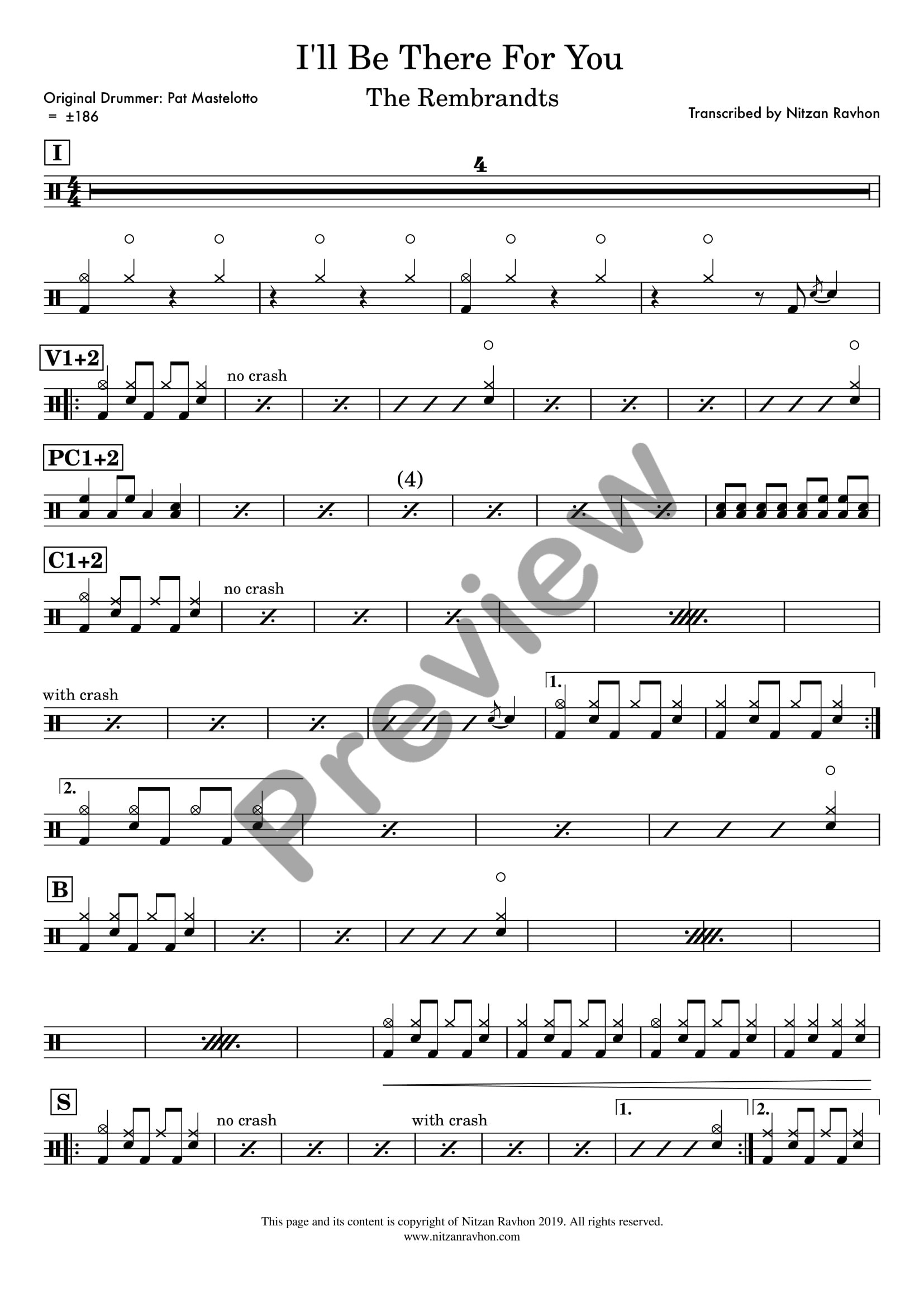 I'll Be There For You drum sheet music – The Rembrandts (preview)